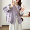 Chaqueta corta casual de estilo coreano con cuello mao para mujer, nueva chaqueta versátil de un solo botón suelta para primavera y otoño, prenda exterior a la moda