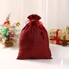 Natal vermelho preto xadrez pacote bolso poliéster algodão linho saco doces biscoito saco de armazenamento com cordão presente saco presente saco