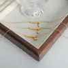 Nova corrente com pingente de bambu estilo chinês aço titânio dourado 18k estilo Hong Kong retrô personalidade versátil joias de temperamento de menina doce atacado