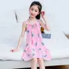 Bata de Noche de Tirantes Finos de Verano para Niños, Vestido de Seda Helada para Niñas, Lindo Vestido de Princesa para Niños Mayores, Vestido para Casa Hecho de Seda de Algodón
