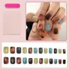 Europeu e Americano Mais Vendidos Unhas Coloridas com Estampa de Leopardo Simples Usáveis 24 Peças Unhas Postiças Prontas Transfronteiriças Usar Unhas para Atacado