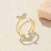 Anel de Coração com Pérola Europeu e Americano Transfronteiriço para Mulheres, Cobre Banhado a Ouro com Diamantes, Fresco e Exquisito, Anel Ajustável Elegante e Estiloso