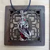 Collar Vintage de Moneda de Cobre Negro Teñido con Pixiu Grande y Granate Colgante Único Audaz Desgastado Moderno para Hombres y Mujeres