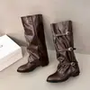 Nuevas botas altas versátiles para mujer 2026, estilo europeo y americano, adelgazantes, tacón grueso, punta fina