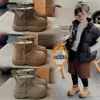 Botas de algodón para niños, forradas de polar, engrosadas, cálidas, estilo Noreste, nueva colección de invierno 2026, para niñas, antideslizantes, de meter, botas de nieve
