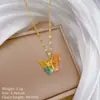 [Acero de Titanio] Collar de Diamantes Elegante y Precioso de Lujo Ligero de Moda con Personalidad de Mariposa Colorida para Mujer Cadena Clavicular Combinable Acero de Titanio