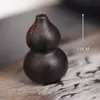 Talla de Madera de Ébano Natural y Wengué Pequeños Accesorios de Calabaza Piezas Carpintería Adornos DIY Colgantes Portátil Significado de Fortuna y Prosperidad