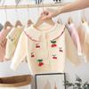 Suéter de solapa de primavera y otoño para niñas, cárdigan de punto bordado para bebés, abrigo de estilo occidental para niños, moda de princesa para bebés
