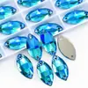 Accesorios de Diamante Irregulares Cosidos a Mano con Borde Biselado de Vidrio Marquise Hebilla Plana Galvanizada Fondo Plano Artículos Creativos para Decoración de Zapatos, Sombreros y Ropa DIY