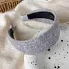 Faixa de cabelo de tecido cinza em tom frio, estilo coreano, para outono e inverno, estampa de leopardo, padrão floral, vários estilos, adiciona volume ao topo da cabeça, acessório de cabelo estiloso para o dia a dia para mulheres