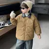 Casaco Masculino Outono Inverno Jaqueta de Algodão Dupla Camada 2026 Novo Estilo Legal Pequeno Cavalheiro Estilo Academia Roupas de Algodão Engrossadas Bebê Tendência