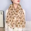 Bufanda Floral Vintage de Lujo de Moda, Bufanda Suave de Algodón Similar a la Seda, Chal Largo Cálido para Protección del Cuello en Otoño e Invierno