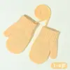 Guantes de Invierno Infantiles de Colores Caramelo, Forrados de Polar y Engrosados para Otoño e Invierno, Guantes Infantiles Colgantes del Cuello, Guantes Tejidos Engrosados y Cálidos