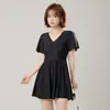 Traje de baño para mujer talla grande 150 kg Adelgazante Cubre abdomen Holgado Conservador de una pieza Estilo falda Traje de baño para mamá talla grande 100 kg