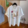 Camiseta de manga corta de algodón puro estilo coreano, versátil, de nicho, cuello redondo, hombros normales, para mujer, talla grande, verano 2026