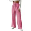 Calça Feminina Casual Solta Reta de Cor Sólida de Malha com Textura de Nova Moda Europeia e Americana para Uso Transfronteiriço, de Cintura Alta, Elástica, Wide-Leg, Longa