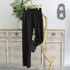 Calças de Linho de Alta Qualidade para Homem de Verão, Calças Longas Finas de Algodão e Linho, Calças Casuais Masculinas, Calças de Perna Larga Retas em Material de Ráfia Soltas