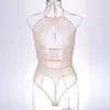 Vestido Lencero Sexy de Malla Estilo Europeo y Americano, Uniforme Erótico, Elegante Popular para Mujer de Encaje Hueco Una Pieza 2031 Diseño de Alta Gama