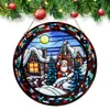 Colgante Acrílico Navideño para Ventana Muñeco de Nieve Reno Trampa de Luz Decoración de Pared de Galería con Cadena de Hierro