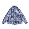 Camisa de Cuadros Retro Americana para Hombre, de Manga Larga, Versátil, Holgada, Casual, Top de Moda, Chaqueta, Solapa de Cuadros