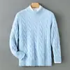 Suéter Baicai Rong Outono/Inverno Novo 100% Lã Pura Masculino Gola Alta Meia Trançado Tricô Espesso Camada Base Suéter