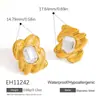 Pendientes de Acero Inoxidable Transfronterizos, Modernos y de Alta Gama con Diseño de Lazo Incrustado con Piedra Brillante, Pendientes que Conservan el Color Dorado de 18K