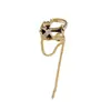 Arete de Clip para Oreja con Cadena Cruzada y Borla Estilo Retro de Moda de Nicho, Elegante Lujo Ligero, Clip para Oreja con Diseño Único para Mujeres