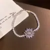 Galáxia Névoa Roxa~Pulseira com Pingente de Flor de Zircônia Gota d'Água Estilo Minimalista Coreano Ins Pulseira Joia de Luxo Leve de Alta Qualidade