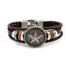 Pulsera de hombre con remaches de estrella de cinco puntas y cuentas, estilo japonés y coreano, cuerda de cuero, personalidad de moda, pulsera de cuero multicapa retro
