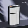 Venta al por mayor de fábrica impermeable y a prueba de humedad personalidad 20 grueso estuche para cigarrillos recargable cuerpo de encendedor de alambre de tungsteno estuche para cigarrillos encendedor transfronterizo