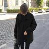 Abrigo de Lana Negro para Mujer Otoño e Invierno 2025 Chaqueta de Lana Nuevo Estilo Coreano Petite Chaqueta de Mujer de Gama Alta