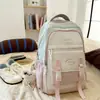 Mochila nueva de gran capacidad, elegante, estilo japonés con bloques de color, para estudiantes de secundaria y preparatoria, mochila para computadora simple y versátil