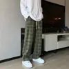 Pantalones a cuadros de primavera y otoño para hombre, pantalones rectos de pana británicos, marca de moda, estilo Hong Kong, estilo japonés, pantalones casuales retro sueltos de moda