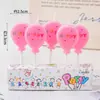 Estilo ins decoração de bolo de aniversário de desenho animado velas flores chapéus de festa urso de pelúcia rosto sorridente corações velas de aniversário infantil