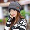 Gorro de Tricô de Inverno Masculino Veludo Quente Cachecol Chapéu Tudo-Em-Um Chapéu de Lã Espesso Chapéu Baotou Feminino Transfronteiriço