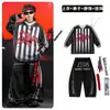 Ropa de Calle de Hip Hop de Moda para Niños Conjunto de Disfraz de Baile Rayado Negro para Niños Hip Hop Chicas Atuendo de Presentación Genial y Atractivo Masculino