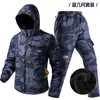 Nuevo Conjunto de Traje de Esquí Camuflaje de Invierno para Hombre, Forro Polar, Engrosado, Protección contra el Frío, Cálido, Resistente al Desgaste, Ropa de Trabajo para Exteriores