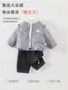 Chaqueta ligera de plumas estilo coreano para bebé niña, conjunto de tres piezas para bebé, nuevo conjunto de capa base de manga larga y pantalones cálidos para niñas de otoño e invierno
