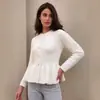 Elegante cardigã estilo tweed branco para mulheres, nova coleção outono/inverno 2026, com cintura ajustada, top versátil, único e deslumbrante