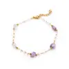 Pulseira de Aço Inoxidável com Recorte de Borboleta Casual e Fashion Pulseira de Aço Titânio com Contas Coloridas Dopamina Joias Artesanais 18K