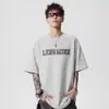 Camiseta de Manga Curta com Bordado de Letras em Algodão Puro Estilo Americano para Homens e Mulheres, Nova Marca Tendência de Verão, Caimento Solto, Camiseta Casual Versátil de Meia Manga