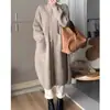 Suéter de Cuello Alto Estilo Coreano Estilo Perezoso para Mujer Cardigan de Punto de Color Sólido de un Solo Botón Chaqueta de Longitud Media para Mujer Primavera y Otoño Algodón