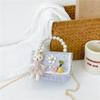 Nuevo bolso para niños, estilo extranjero, bolso de hombro portátil con perlas, bolso de mensajero de princesa coreana, cadena de moda, pequeño bolso cuadrado, venta al por mayor