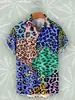 2026 Cruz Amazon Verano Nuevo Estilo Cuello Solapa Color Estampado Leopardo Botón Manga Corta Camisa Tendencia de Moda Camisa Hombres