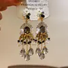 Aretes de Borla con Lazo de Perlas de Vidrio Aguja de Plata Lujo Accesible Aretes de Gama Alta Aretes de Moda Estilo Retro Étnico para Mujer