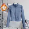 Conjunto de Yoga Forrado de Polar para Mujer, Chaqueta de Cuello Alto con Cremallera Ajustada, Calidez que Mantiene la Temperatura, Conjunto Deportivo para Correr Pilates Otoño Invierno