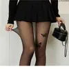 Meias Brancas Borboleta para Mulheres, Meias Finas de Verão Anti-Puxões, Meias Base de Verão, Meia-Calça Branca Borboleta