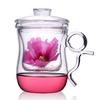 Taza de té de flores de vidrio con filtro Taza de tres piezas para oficina Taza de agua de personalidad creativa con tapa Juego de té de vidrio Taza de agua de vidrio