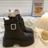 Botas Martin Estilo Británico de Suela Gruesa para Mujer 2026 Nuevas Botines Cortos Otoño/Invierno para Mujeres Petitas Negro con Cordones