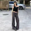 Nueva colección Primavera/Verano 2026: Pantalones casuales de punto elásticos, adelgazantes, ligeramente holgados y acampanados para mujer en color gris pasta de frijol